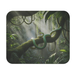Tapis de souris 22x18 cm – Serpent Vert dans la Jungle Tropicale – Ambiance Sauvage & Lumière Mystique