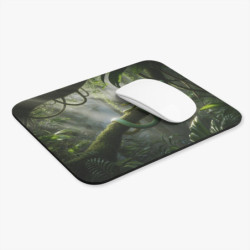Tapis de souris 22x18 cm – Serpent Vert dans la Jungle Tropicale – Ambiance Sauvage & Lumière Mystique
