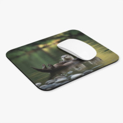 Tapis de souris 22x18 cm – Loutres sur l’Eau – Nature Paisible & Complicité Animale – Ambiance Zen & Détente