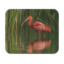 Tapis de souris 22x18 cm – Oiseau Rouge dans les Roseaux – Nature Élégante & Reflet Paisible – Ambiance Tropicale