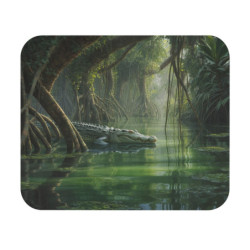 Tapis de souris 22x18 cm – Crocodile dans la Mangrove – Jungle Tropicale Mystérieuse – Nature Sauvage & Aventurière