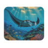 Tapis de souris 22x18 cm – Raie Manta & Récif Corallien – Océan Tropical Lumineux – Vie Marine Colorée – Surface Lisse