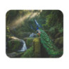Tapis de souris 22x18 cm – Paon Majestueux & Cascade Tropicale – Nature Luxuriante & Couleurs Éclatantes