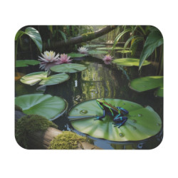 Tapis de souris 22x18 cm – Grenouille Tropicale & Nénuphars – Étang Zen & Fleurs de Lotus – Nature Exotique