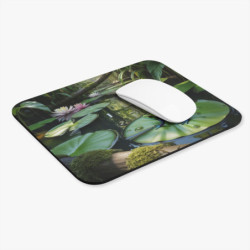 Tapis de souris 22x18 cm – Grenouille Tropicale & Nénuphars – Étang Zen & Fleurs de Lotus – Nature Exotique