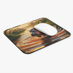 Tapis de souris 22x18 cm – Hippopotame au Coucher du Soleil – Rivière Dorée d’Afrique – Faune Sauvage