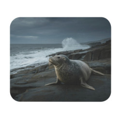 Tapis de souris 22x18 cm – Phoque sur les Rochers – Océan Sauvage & Vagues du Nord – Nature Marine