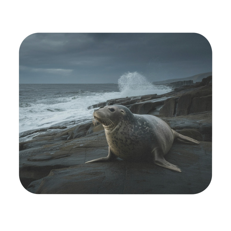 Tapis de souris 22x18 cm – Phoque sur les Rochers – Océan Sauvage & Vagues du Nord – Nature Marine