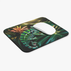 Tapis de souris 22x18 cm – Caméléon Tropical Multicolore – Feuilles Exotiques & Jungle Lumineuse