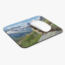 Tapis de souris 22x18 cm – Marmotte des Alpes – Nature Sauvage & Montagnes Fleuries