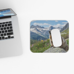 Tapis de souris 22x18 cm – Marmotte des Alpes – Nature Sauvage & Montagnes Fleuries