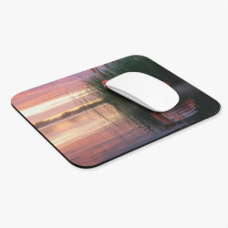 Tapis de souris 22x18 cm – Flamant Rose au Coucher du Soleil – Élégance & Sérénité Tropicale