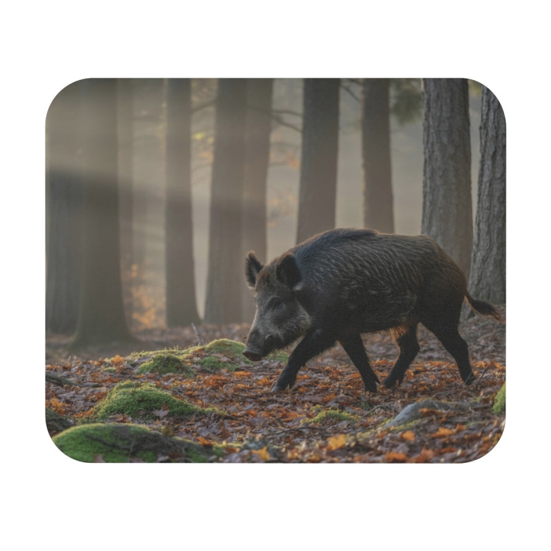 Tapis de souris 22x18 cm – Sanglier en Forêt d’Automne – Nature Sauvage & Lumière Matinale