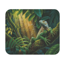 Tapis de souris 22x18 cm – Iguane Tropical au Soleil – Jungle Luxuriante & Lumière Dorée