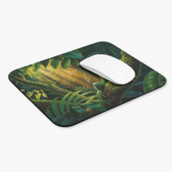 Tapis de souris 22x18 cm – Iguane Tropical au Soleil – Jungle Luxuriante & Lumière Dorée