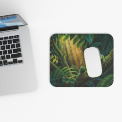 Tapis de souris 22x18 cm – Iguane Tropical au Soleil – Jungle Luxuriante & Lumière Dorée