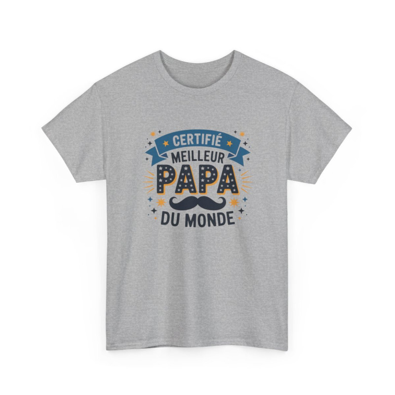 Tee Shirt Certifié Meilleur Papa du Monde – Cadeau Papa, Idée Fête des Pères, Anniversaire Papa, T-shirt Humour Papa