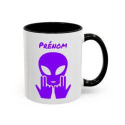 Teecustom Mug Alien Violet Personnalisé avec Prénom – Extraterrestre Humour Signe JUL – Mug Céramique Couleurs au Choix