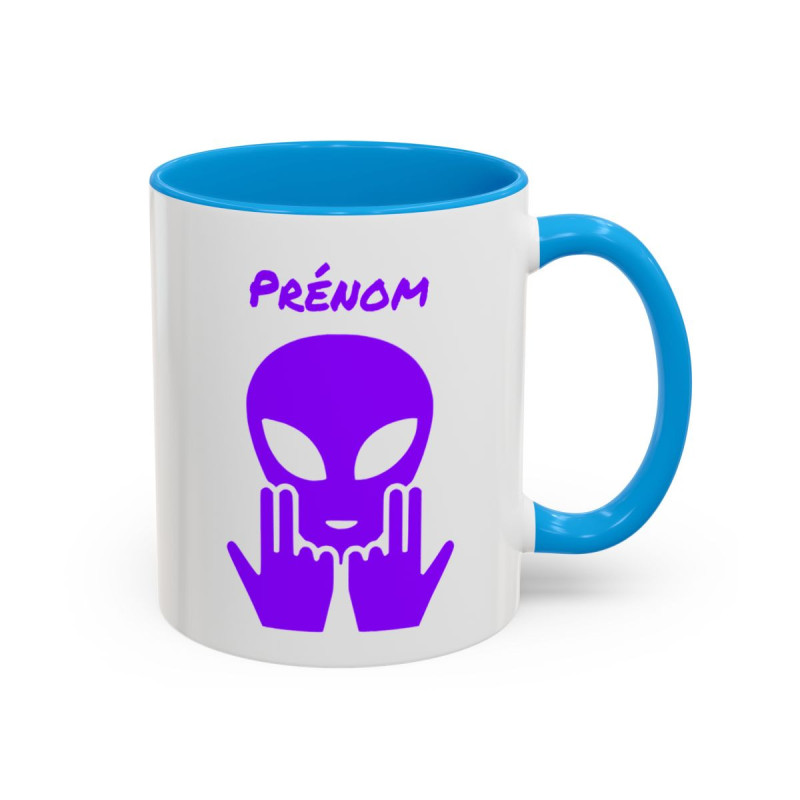 Teecustom Mug Alien Violet Personnalisé avec Prénom – Extraterrestre Humour Signe JUL – Mug Céramique Couleurs au Choix