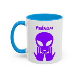 Teecustom Mug Alien Violet Personnalisé avec Prénom – Extraterrestre Humour Signe JUL – Mug Céramique Couleurs au Choix