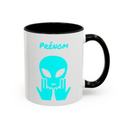 Teecustom Mug Alien Bleu Clair Personnalisé avec Prénom – Extraterrestre Humour Signe JUL – Mug Céramique Couleurs au Choix