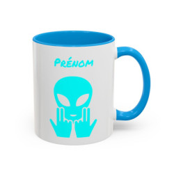 Teecustom Mug Alien Bleu Clair Personnalisé avec Prénom – Extraterrestre Humour Signe JUL – Mug Céramique Couleurs au Choix