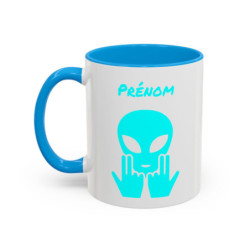 Teecustom Mug Alien Bleu Clair Personnalisé avec Prénom – Extraterrestre Humour Signe JUL – Mug Céramique Couleurs au Choix