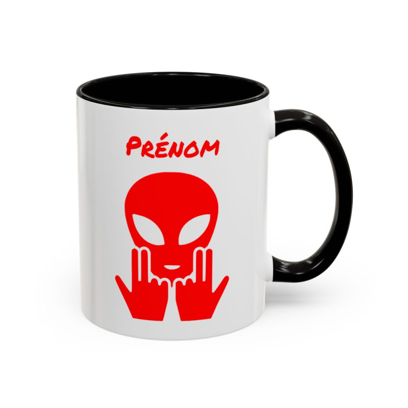 Teecustom Mug Alien Rouge Personnalisé avec Prénom – Extraterrestre Humour Signe JUL – Mug Céramique Couleurs au Choix