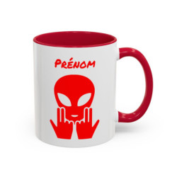 Teecustom Mug Alien Rouge Personnalisé avec Prénom – Extraterrestre Humour Signe JUL – Mug Céramique Couleurs au Choix