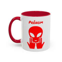 Teecustom Mug Alien Rouge Personnalisé avec Prénom – Extraterrestre Humour Signe JUL – Mug Céramique Couleurs au Choix