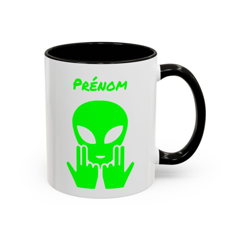 Teecustom Mug Alien Vert Personnalisé avec Prénom – Extraterrestre Humour Signe JUL – Mug Céramique Couleurs au Choix