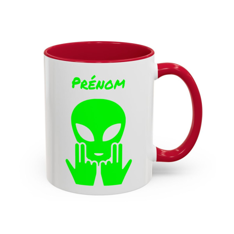Teecustom Mug Alien Vert Personnalisé avec Prénom – Extraterrestre Humour Signe JUL – Mug Céramique Couleurs au Choix