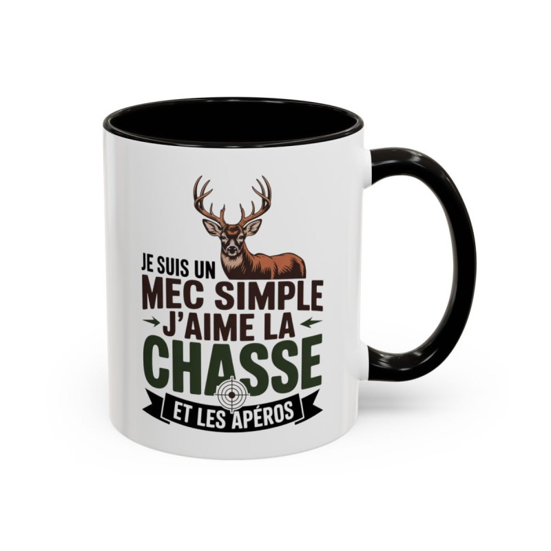Teecustom Mug Chasse Cerf – Je Suis Un Mec Simple J’Aime La Chasse – Tasse Humoristique Chasseur