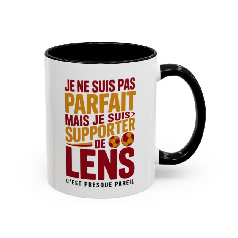 Teecustom Mug RC Lens Football – Je Ne Suis Pas Parfait Mais Je Suis Supporter de Lens – Tasse Humoristique Fan