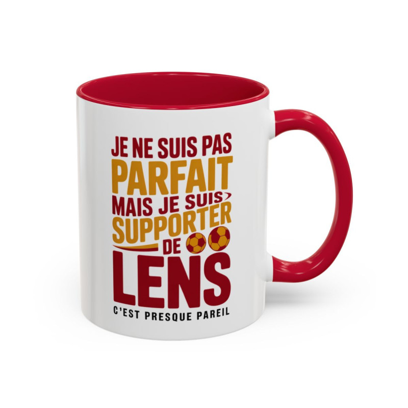 Teecustom Mug RC Lens Football – Je Ne Suis Pas Parfait Mais Je Suis Supporter de Lens – Tasse Humoristique Fan