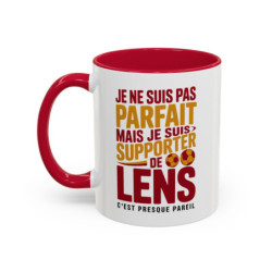 Teecustom Mug RC Lens Football – Je Ne Suis Pas Parfait Mais Je Suis Supporter de Lens – Tasse Humoristique Fan
