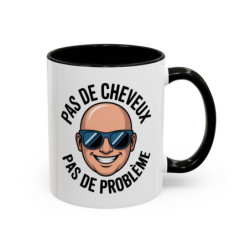 Teecustom Mug Humour Chauve – Pas de Cheveux Pas de Problème – Tasse Drôle Homme Design Cartoon