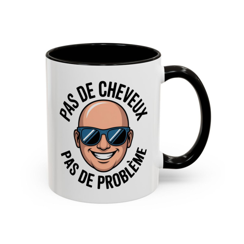 Teecustom Mug Humour Chauve – Pas de Cheveux Pas de Problème – Tasse Drôle Homme Design Cartoon