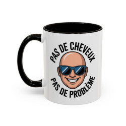 Teecustom Mug Humour Chauve – Pas de Cheveux Pas de Problème – Tasse Drôle Homme Design Cartoon
