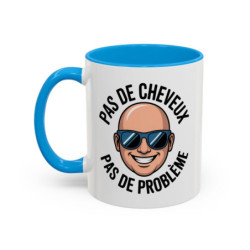 Teecustom Mug Humour Chauve – Pas de Cheveux Pas de Problème – Tasse Drôle Homme Design Cartoon