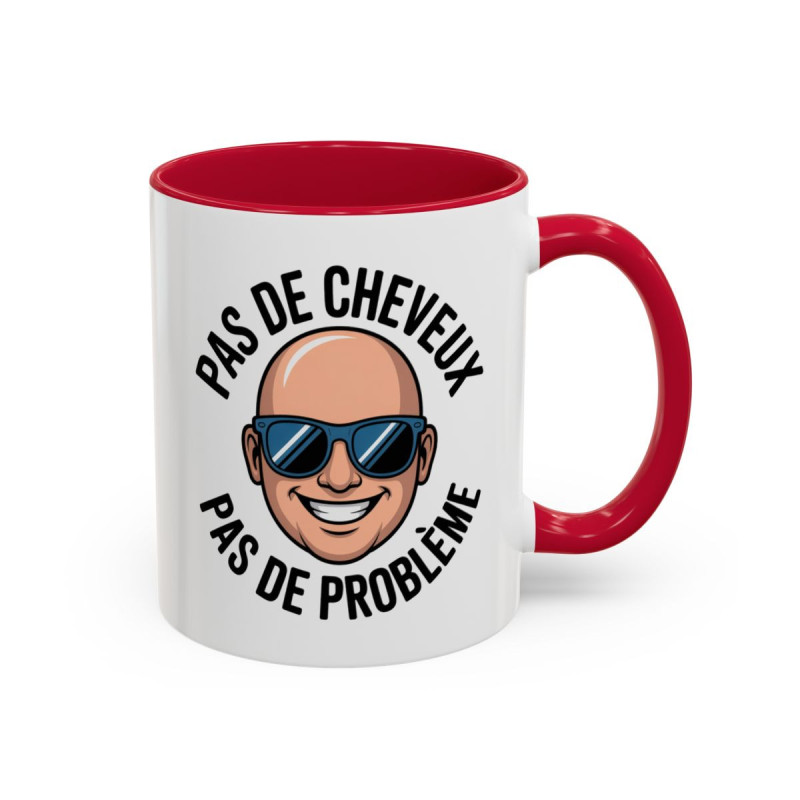 Teecustom Mug Humour Chauve – Pas de Cheveux Pas de Problème – Tasse Drôle Homme Design Cartoon