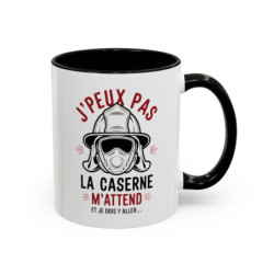 Teecustom Mug Pompier Humour – J’Peux Pas La Caserne M’Attend – Tasse Sapeur-Pompier Design Casque
