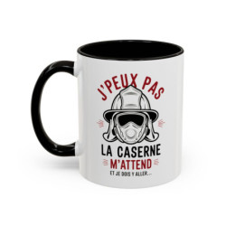 Teecustom Mug Pompier Humour – J’Peux Pas La Caserne M’Attend – Tasse Sapeur-Pompier Design Casque