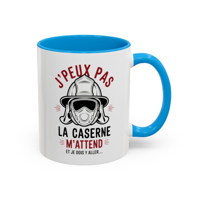 Teecustom Mug Pompier Humour – J’Peux Pas La Caserne M’Attend – Tasse Sapeur-Pompier Design Casque