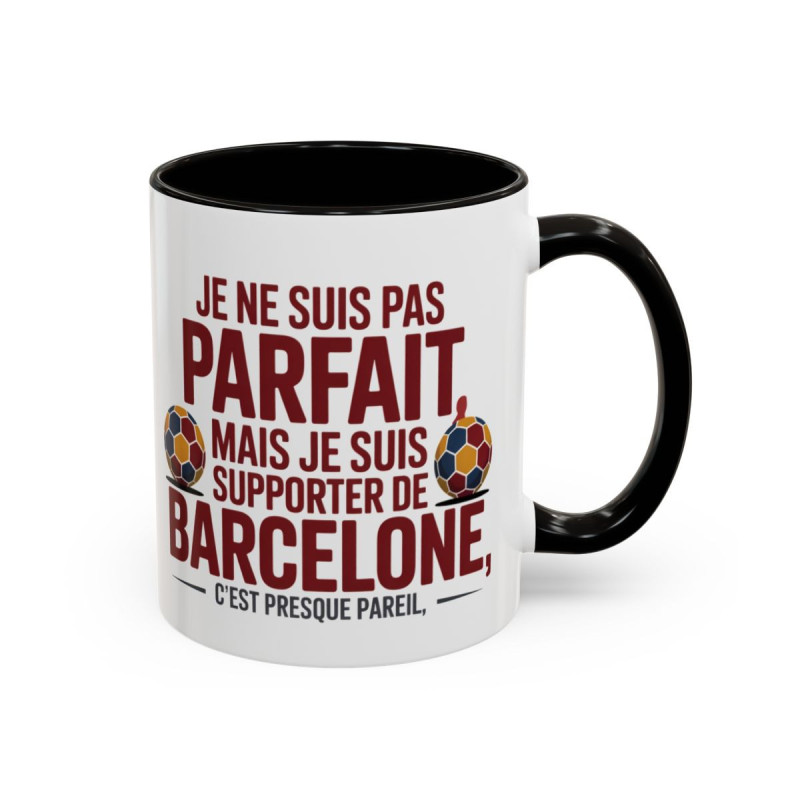 Teecustom Mug FC Barcelone – Je Ne Suis Pas Parfait Mais Supporter – Tasse Football Humour