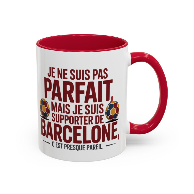 Teecustom Mug FC Barcelone – Je Ne Suis Pas Parfait Mais Supporter – Tasse Football Humour