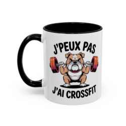 Teecustom Mug Cross Training – J’Peux Pas J’Ai Crossfit – Tasse Sport Humour Bouledogue Musclé