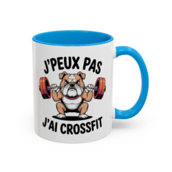 Teecustom Mug Cross Training – J’Peux Pas J’Ai Crossfit – Tasse Sport Humour Bouledogue Musclé
