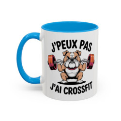 Teecustom Mug Cross Training – J’Peux Pas J’Ai Crossfit – Tasse Sport Humour Bouledogue Musclé