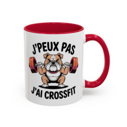 Teecustom Mug Cross Training – J’Peux Pas J’Ai Crossfit – Tasse Sport Humour Bouledogue Musclé